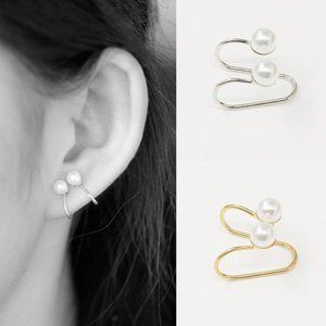 3/28💐 Beads Ushaped single ear cuff clip earring